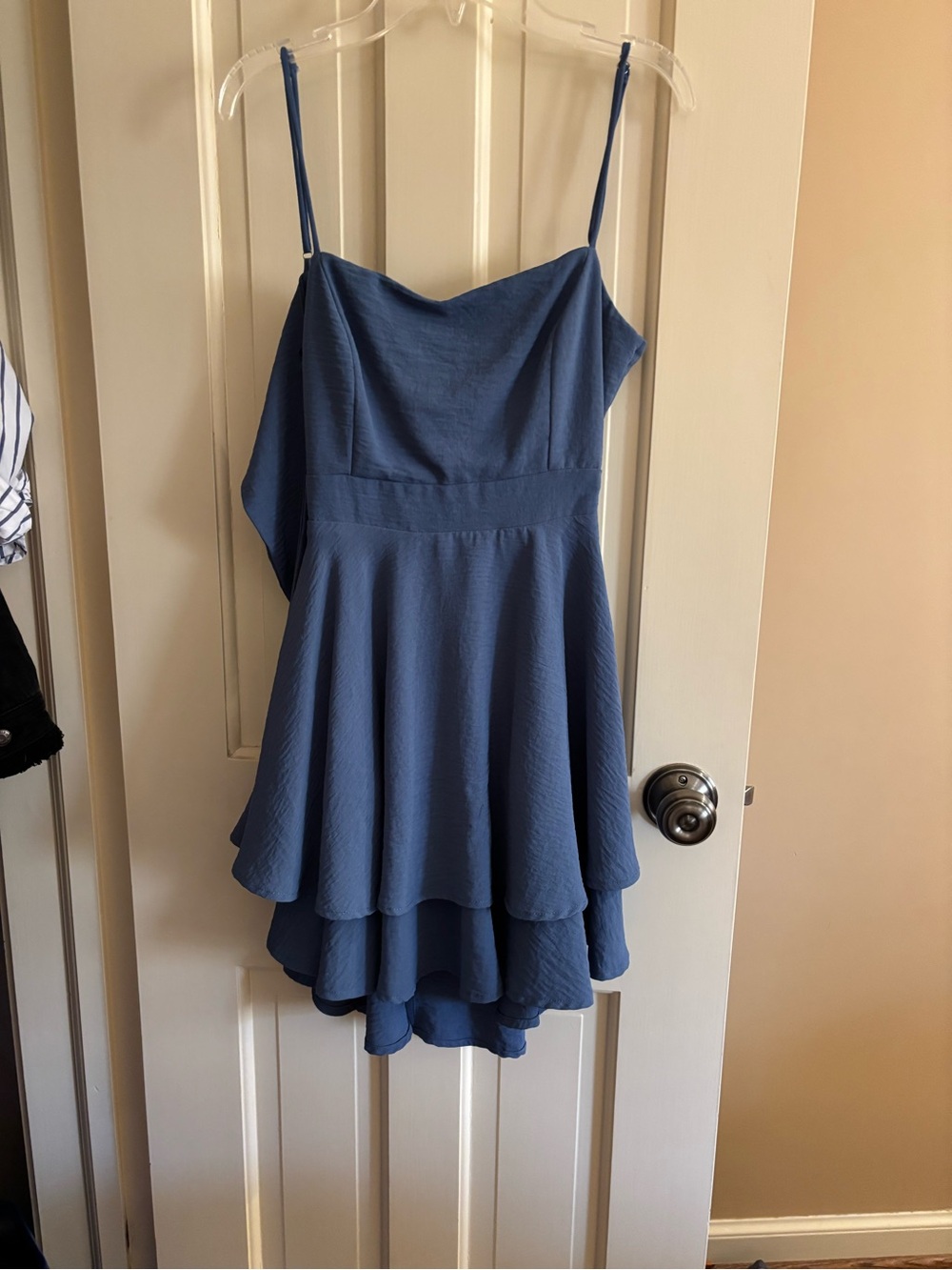Windsor Dusty Blue Layered Spaghetti Strap Dress